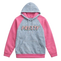 Sudadera con Capucha de Manga Raglán de Mezclilla Estampada Personalizada para Mujer, Ropa de Invierno para Hermandades Griegas, Insignia Frontal, Tela de Forro Polar, Rosa y Verde