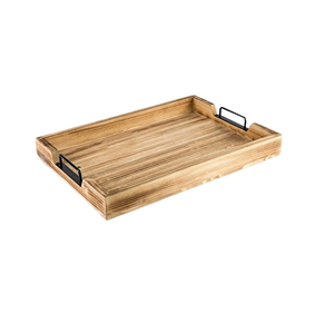 Multipurpose Rectangular <b>Large</b> Bamboo <b>Serving</b> <b>Tray</b> with Metal Handles Elegant <b>Serving</b> Kitchen Accessories - Product Image 1
