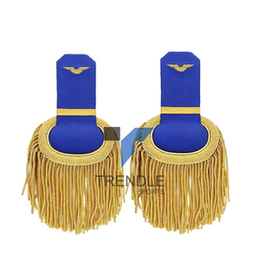 Épaulettes de costume de vol bleu de qualité supérieure avec franges en fil d'or et emblème d'aile - Product Image 1