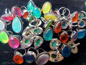 แหวนพลอยหลากชนิดขายส่ง เครื่องประดับแฟชั่น แหวนทำมือสวยงามสำหรับผู้หญิง แหวนชุบเงิน ไซส์ US 5-11 - Product Image 5