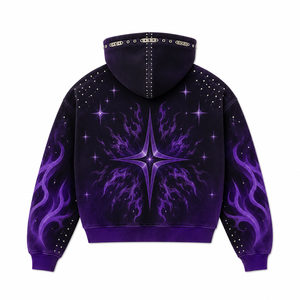 <b>Gothic</b> Zip-Up <b>Hoodie</b> Men Eco-Friendly Printed Cross Flame Design FRENCH TERRY Cotton Winter Streetwear - Product Image 6