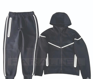 Stitched Zip Hoodie Baggy Track <b>Pants</b> Set Men Tracksuits Custom Heavyweight Fleece 2PC Casual Breathable - Product Image 4