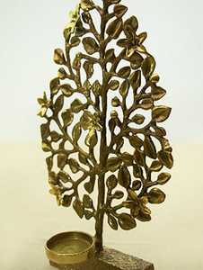 Handmade Aluminum <b>Tree</b> Candle <b>Stand</b> with Floral Design-Durable Eco-Friendly Portable for Religious Activities - Product Image 1