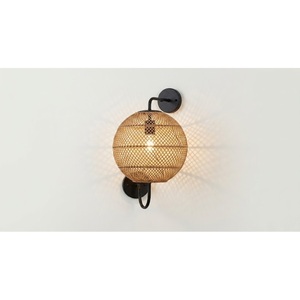 Lampe murale artisanale en rotin naturel, applique murale moderne en osier pour chambre d'hôtel, chevet, éclairage mural décoratif en bambou écologique - Product Image 4