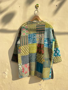 Veste matelassée indienne faite à la main 100 % coton, écologique, anti-plis, respirante, séchage rapide, avec poche avant, coupe classique, automne-hiver - Product Image 4