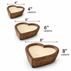 Portavelas de Madera en Forma de Corazón Hecho a Mano, Ecológico, con Cera de Soja Aromática, para Decoración del Hogar en San Valentín y Navidad - Product Image 2