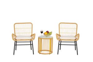 Ensemble de meubles de jardin d'extérieur en rotin PE moderne avec design à mèches pour cour intérieure - Product Image 2