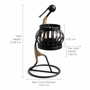 <b>Black</b> Metal <b>Candle</b> <b>Holder</b> with Jute Rope - Wholesale Ethnic Home Decor - Product Image 4