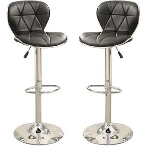 Set di 2 sgabelli da cucina con altezza da banco in ecopelle nera con alzata a Gas regolabili con Base cromata e altezza del bancone - Product Image 4
