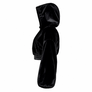 Veste d'hiver chaude pour femme en cuir PU noir vintage, coupe-vent, respirante, avec col amovible et capuche rembourrée en fourrure de renard, manches classiques - Product Image 4
