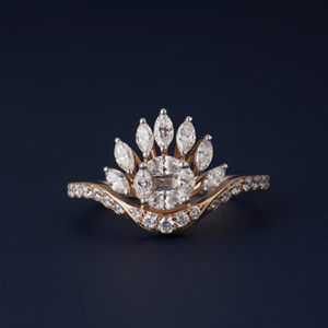 Luxury 18K <b>Gold</b> Diamond <b>Cocktail</b> <b>Ring</b> Emerald Cut Flower Design Women's Engagement Jewelry - Product Image 1