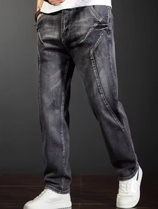 Men s Straight Leg Distressed Denim Jeans Mid Waist Regular Fit Cotton Washed Casual Style Men Slim Fit Stretch Denim Jeans - Product Image 6