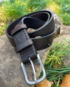 BS INTERNATIONAL Custom Cow Hide Leather Belt Steel Skull Square Buckle Solid Pattern Eco-Friendly Breathable Unisex Casual Belt - Product Image 5