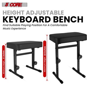 5 Core Keyboard <b>Bench</b> 3" Padded <b>Cushioned</b> Piano Stool Height Adjustable Guitar Seat Folding Portable - Product Image 3