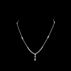 Collier tennis personnalisé de luxe avec diamants de laboratoire poire et marquise, en or 10K 14K 18K et argent sterling 925 935, cadeau de mariage et de fiançailles - Product Image 1