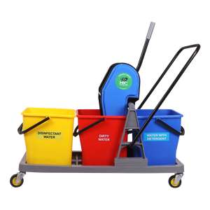 Carrito de Limpieza con Triple Cubeta para Mopa, 21-25L, Plástico, Colorido, con Mecanismo de Presión Lateral - Product Image 6