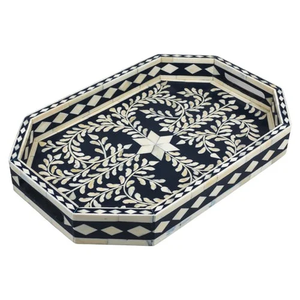 Plateau de service de luxe en os incrusté, fabriqué à la main en Inde, qualité supérieure, directement de l'usine, garantie qualité. - Product Image 1