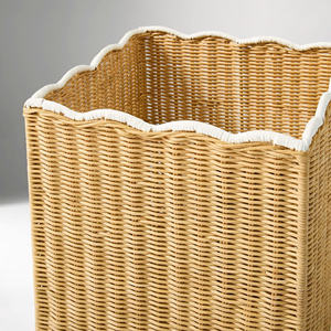 Handcrafted Rattan Natural Decorative <b>Basket</b> with Wavy Edge For Home Organization Scallop Design <b>Woven</b> <b>Basket</b> - Product Image 3
