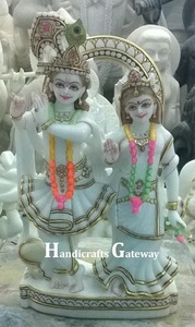 White Makrana stone Radha Krishna <b>statue</b> - Product Image 5