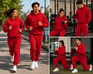 Conjunto Deportivo para Hombre y Mujer, Premium, 100% Algodón, Antiarrugas, Sudadera con Capucha Extra Grande, Pantalones Deportivos, Diseño 2 en 1, Informal - Product Image 2