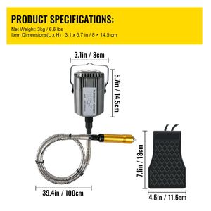 Smerigliatrice a Albero Flessibile da 780W, Utensile Rotante 500-23000 RPM, Mandrino a 3 Griffe da 1/4'', Velocità Continua, Pedale e Impugnatura per Smerigliatrici Diritte - Product Image 4