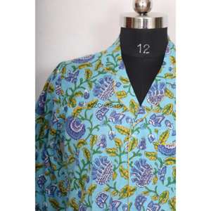 Camisa Midi de Algodón 100% con Estampado Floral, Cuello en V, para Eventos Formales/Nocturnos, Ecológica, Transpirable, con Botones - Product Image 2