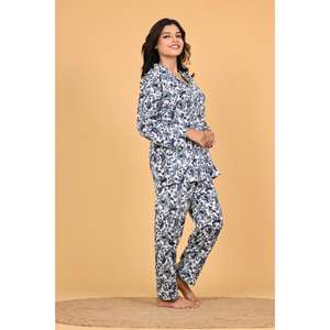 Conjunto de Pijama de Crepé Estampado para Mujer, Ropa de Dormir Suave y Ligera, Ropa Cómoda para Estar en Casa - Product Image 4