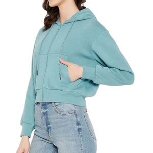 Sweat-shirt à capuche zippé pour femme, décontracté, léger, personnalisé, couleur unie, manches longues, vêtement de tous les jours, streetwear, veste OEM - Product Image 1