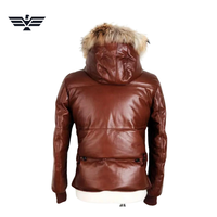 Veste bomber en cuir véritable marron pour homme EMPIRE TREND WEARS, col rond, imperméable, coupe slim, style motard d'automne