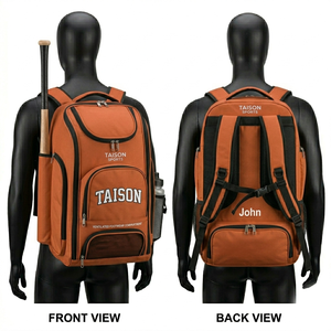 Bolsa Deportiva de Béisbol para Hombre, Premium, de Poliéster 600D GSM, Diseño con Paneles Negro Mostaza, Logotipo Personalizado Impreso, Múltiples Bolsillos - Product Image 5