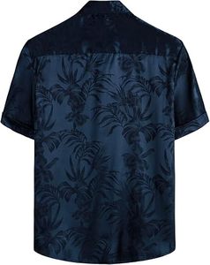 Camisa Casual de Seda de Manga Corta para Hombre Thomas, con Patrón Abstracto Dibujado a Mano, Cuello Clásico, Tejido Satinado Transpirable para Verano - Product Image 3