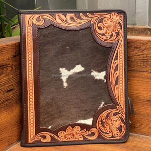 Classeur multi-poches en cuir avec classeur à anneaux A4 Business Padfolio Handouled Leather File Organizer Portfolio - Product Image 3