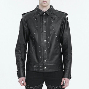 Men Faux Leather Black Gothic <b>Punk</b> Daily Short Fashion <b>Jacket</b> Adjustable Fit Webbing Straps Top Sell - Product Image 1