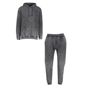 Survêtement décontracté pour homme en coton délavé à l'acide, avec impression de logo personnalisé, respirant, séchage rapide, deux pièces, vente en gros OEM - Product Image 1