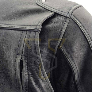 Veste de motard en cuir véritable pour homme, haute qualité, tissu tricoté respirant, teinture unie légère, style urbain hiver, meilleur prix - Product Image 4