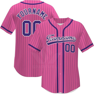 Camiseta de Béisbol Personalizada con Rayas Azules y Ribete Naranja, Manga Corta, Transpirable, de Poliéster, para Hombre, con Nombre del Equipo 00, Impresión Sublimada - Product Image 2
