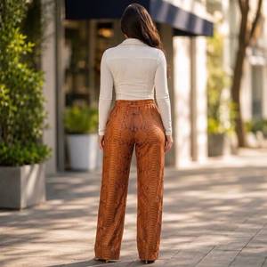Snake Pattern Women's Leather Pants, Exotic Style <b>Trousers</b> Evening <b>Trousers</b> Easy Relaxed <b>Trousers</b> - Product Image 2