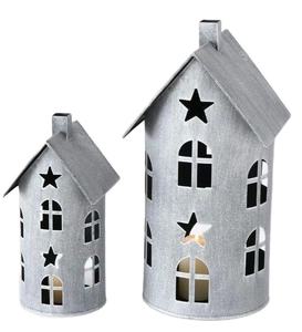 Farol de Metal Galvanizado Plateado con Recortes de Estrellas, Decorativo para Mesa y Decoración Navideña, Nuevo y en Oferta - Product Image 1
