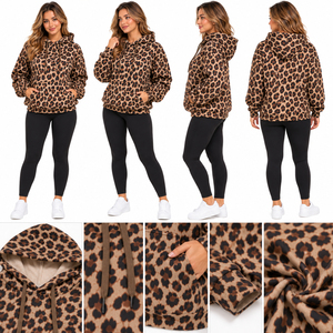 Sudadera con Capucha Personalizada con Estampado Animal para Mujer, Sudadera de Forro Polar Estampada Extra Grande, Sudadera Cálida de Invierno, Sudadera con Capucha con Diseño Personalizado para Mujer - Product Image 5