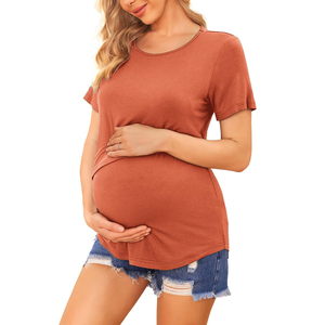 Camiseta de Maternidad de Manga Corta 100% Algodón, Lisa, Multicolor, Transpirable, Venta Caliente, Camiseta para Lactancia - Product Image 5