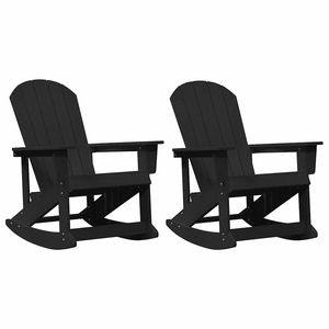 2 chaises à bascule Adirondack noires en matériau HDPE durable - Product Image 2