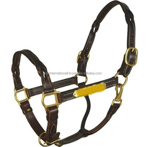 Harnais pour cheval personnalisé avec plaque nominative, coutures et rembourrages durables, fait main, en cuir anglais noir ou marron - Product Image 1