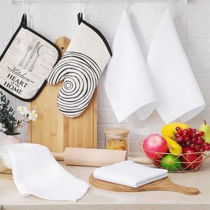 Asciugamani da Cucina Ultra Morbidi 100% Cotone a Nido d'Ape, Asciugatura Rapida, 30x30 cm, Confezione da 6, Bianchi - Product Image 6