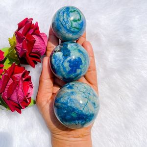 Boule de cristal naturelle Quantum Quattro Sphere en chrysocolle, pierre de guérison, Reiki, méditation, énergie, faite à la main, décoration d'intérieur, vente en gros - Product Image 4