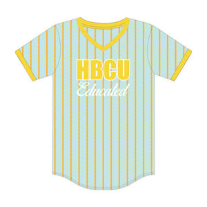 Camiseta de béisbol tipo jersey azul claro con letras de chenilla, estilo universitario, para orgullo colegial de la hermandad griega Divine Nine, para personas con educación HBCU - Product Image 2