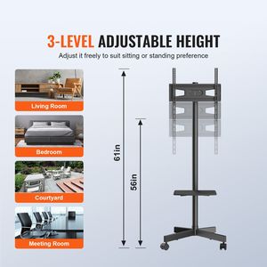 Supporto TV Portatile con Ruote, Altezza Regolabile, Carrello Mobile per TV da 23 a 60 Pollici, Vassoio Compatibile fino a 32 Pollici - Product Image 4