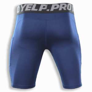 กางเกงขาสั้นรัดรูปสีน้ำเงินล้วนสำหรับผู้ชาย YELPR เอวกลาง ยืดหยุ่น แห้งเร็ว ระบายอากาศได้ดี ผลิตจากผ้าถักผสมสแปนเด็กซ์และโพลีเอสเตอร์ น้ำหนัก 120 กรัม - Product Image 2