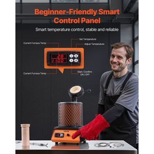 Fornace Elettrica per Metalli 1350W con Crogiolo in Ceramica da 3kg, Kit per Fusione Oro, per Creazione Gioielli e Forni Industriali - 1150°C per Barre Metalliche - Product Image 5