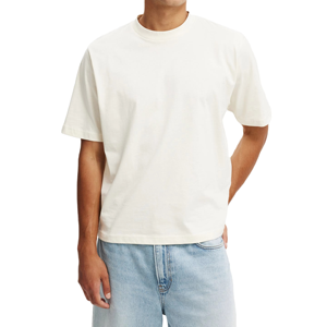 Camiseta Esencial Blanca Crema para Hombre, Cuello Redondo, Estilo Casual Diario, Manga Corta, Ligera, Cómoda, Corte Relajado, para Verano - Product Image 5