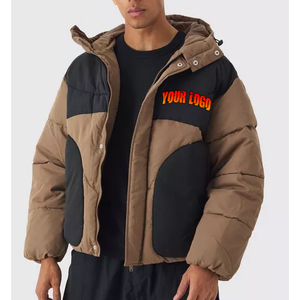 Veste matelassée à capuche épaisse et chaude, personnalisée avec broderie OEM, avec capuche amovible - Product Image 1